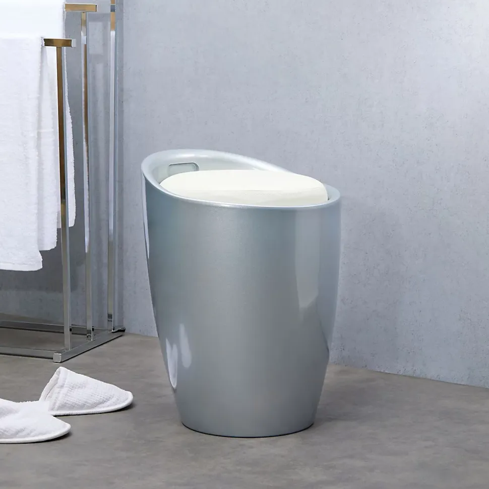 Tabouret coffre de rangement DANIEL, gris/blanc
