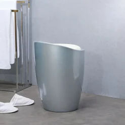 Tabouret coffre de rangement DANIEL, gris/blanc