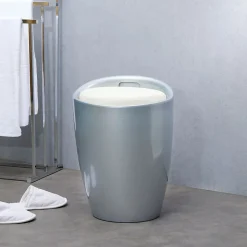 Tabouret coffre de rangement DANIEL, gris/blanc