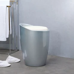 Tabouret coffre de rangement DANIEL, gris/blanc