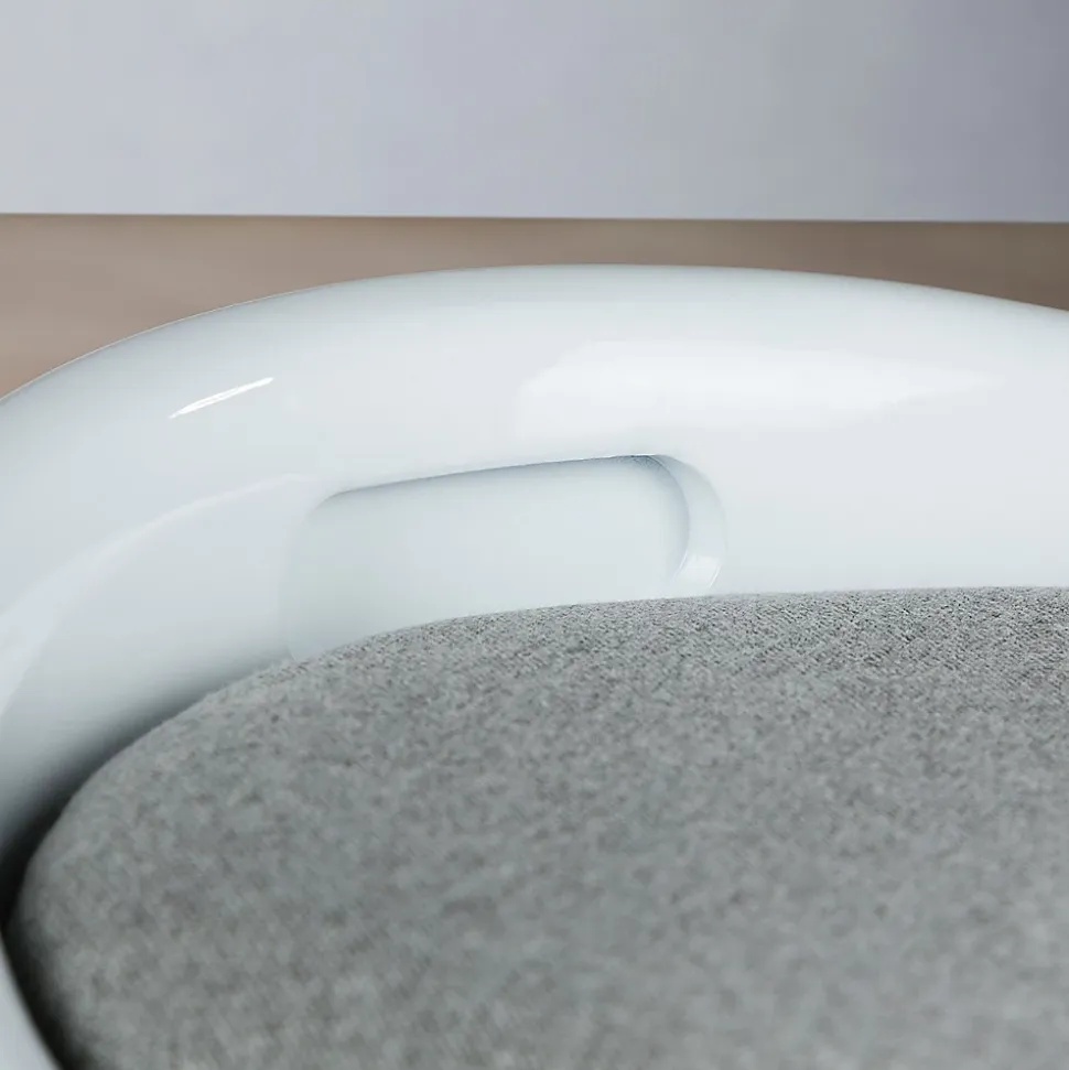 Tabouret coffre de rangement DANIEL, en plastique - Blanc et gris