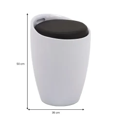 Tabouret coffre de rangement DANIEL, blanc/noir