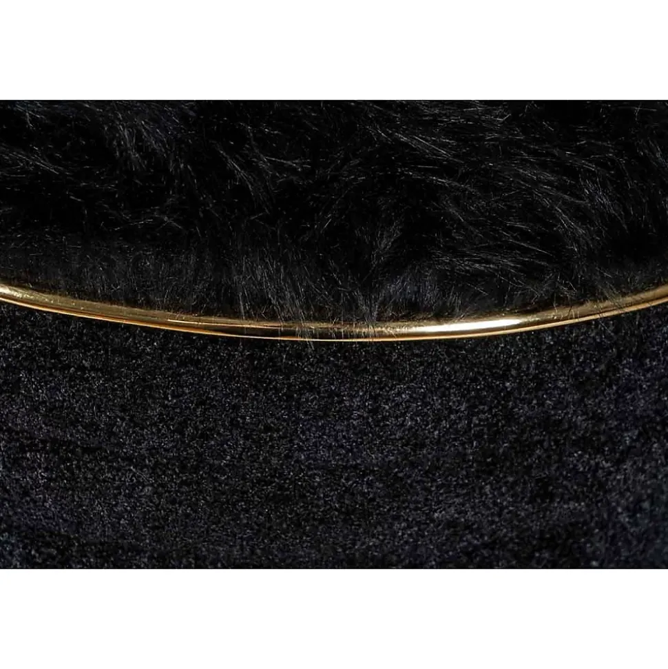 Tabouret Déco en Tissu "Doric" 50cm Noir & Or