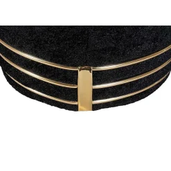 Tabouret Déco en Tissu "Doric" 50cm Noir & Or