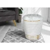 Tabouret Déco en Tissu "Doric" 50cm Blanc & Or