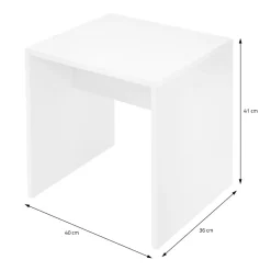 Tabouret de maquillage siège en bois MDF blanc pour table coiffeuse 40x36x41cm