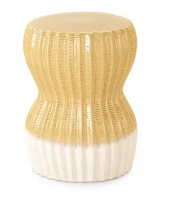 Tabouret de table en céramique jaune et blanc