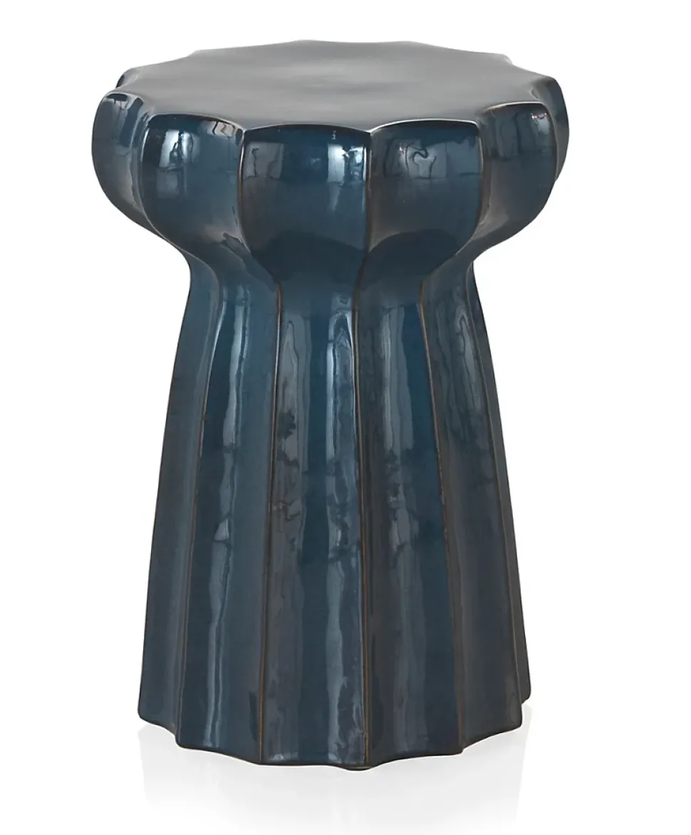 Tabouret de table en céramique bleu et blanc