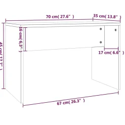 Tabouret de toilette Blanc 70x35x45 cm Bois d'ingénierie vidaXL