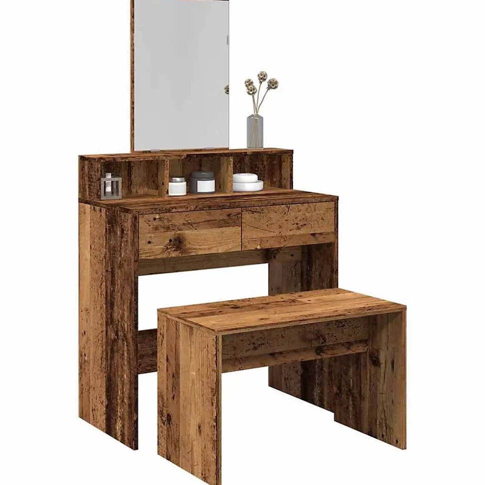 Tabouret de toilette vieux bois 70x35x45 cm bois d'ingénierie vidaXL
