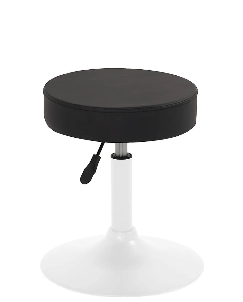 Tabouret de travail simili cuir rond rembourré , pivotant, hauteur réglable YU (noir blanc)