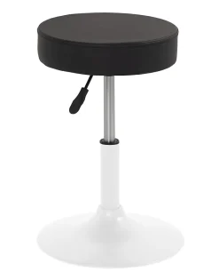 Tabouret de travail simili cuir rond rembourré , pivotant, hauteur réglable YU (noir blanc)
