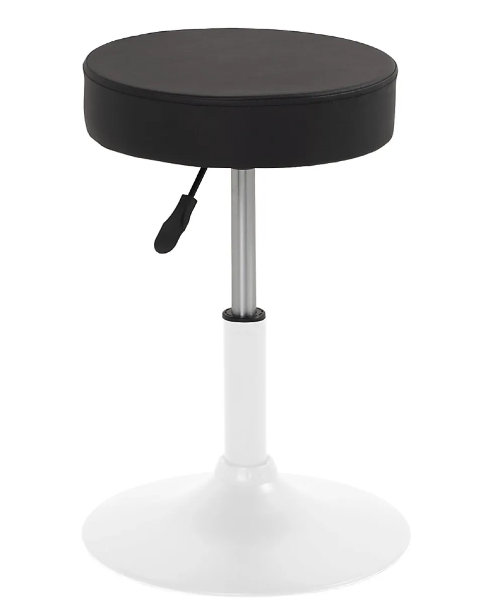 Tabouret de travail simili cuir rond rembourré , pivotant, hauteur réglable YU (noir blanc)