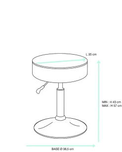 Tabouret de travail simili cuir rond rembourré , pivotant, hauteur réglable YU (noir blanc)