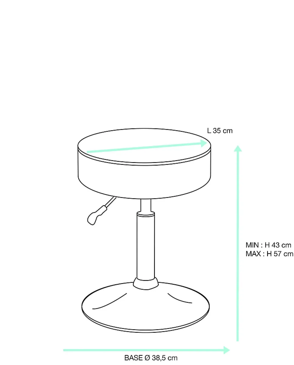 Tabouret de travail simili cuir rond rembourré , pivotant, hauteur réglable YU (noir blanc)