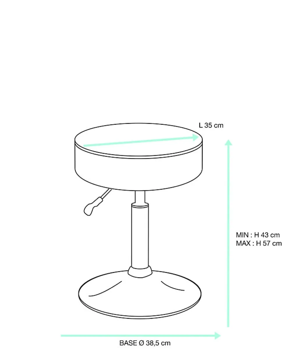 Tabouret de travail simili cuir rond rembourré , pivotant, hauteur réglable YU (blanc gris)