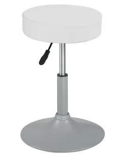 Tabouret de travail simili cuir rond rembourré , pivotant, hauteur réglable YU (blanc gris)