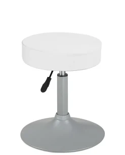 Tabouret de travail simili cuir rond rembourré , pivotant, hauteur réglable YU (blanc gris)