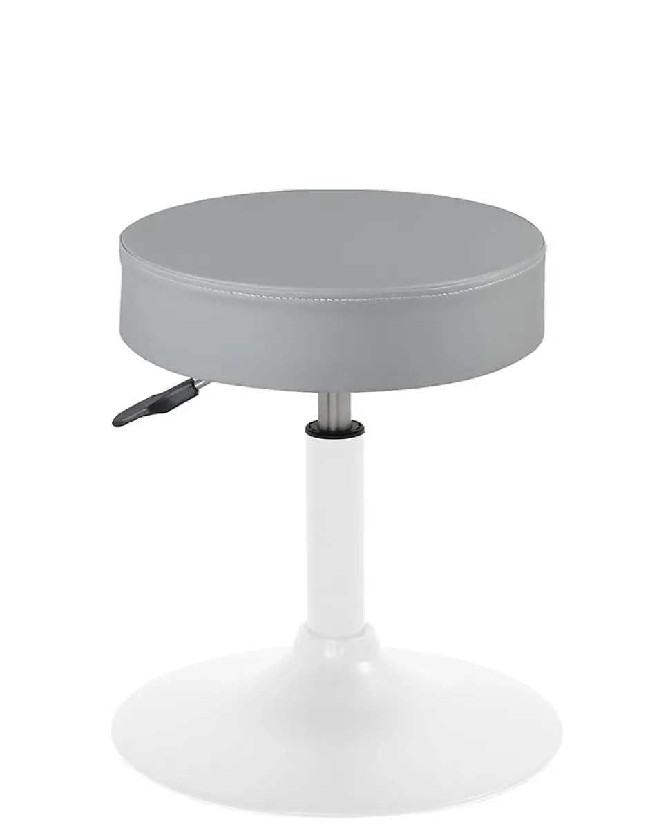 Tabouret de travail simili cuir rond rembourré , pivotant, hauteur réglable YU (gris blanc)