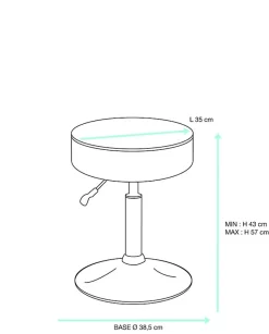 Tabouret de travail simili cuir rond rembourré , pivotant, hauteur réglable YU (gris blanc)