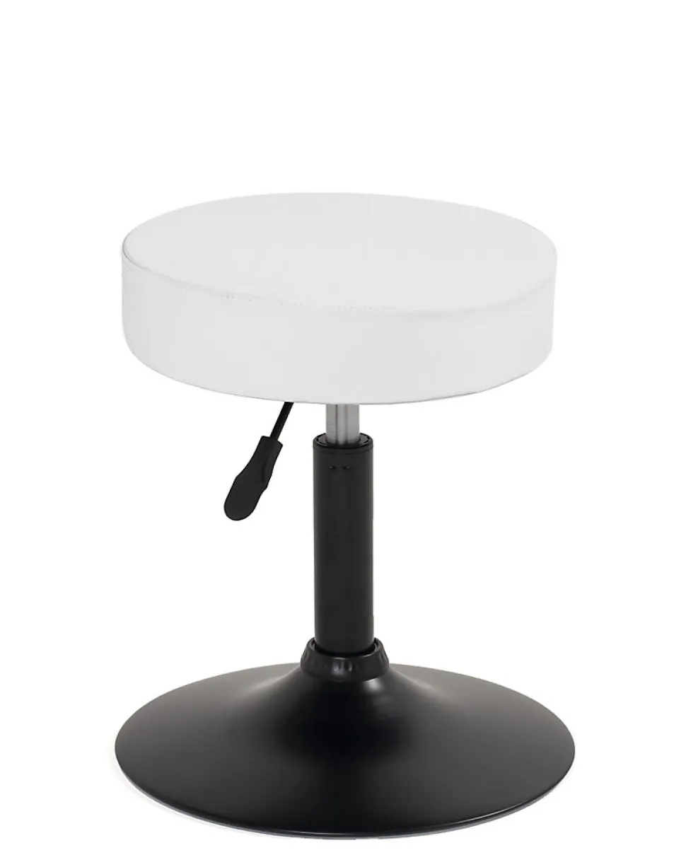 Tabouret de travail simili cuir rond rembourré , pivotant, hauteur réglable YU (blanc noir)