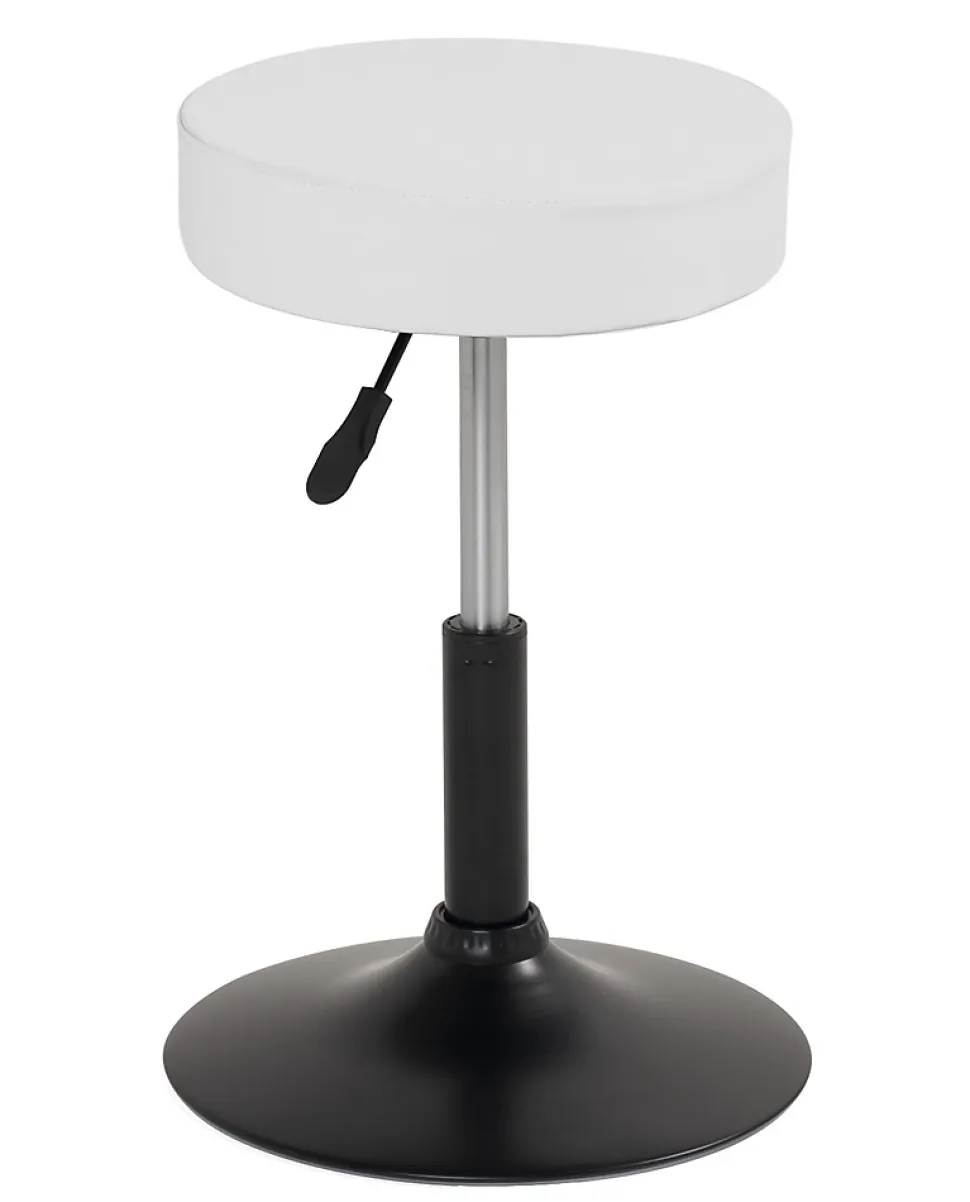 Tabouret de travail simili cuir rond rembourré , pivotant, hauteur réglable YU (blanc noir)