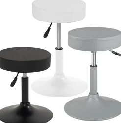 Tabouret de travail simili cuir rond rembourré , pivotant, hauteur réglable YU (gris)