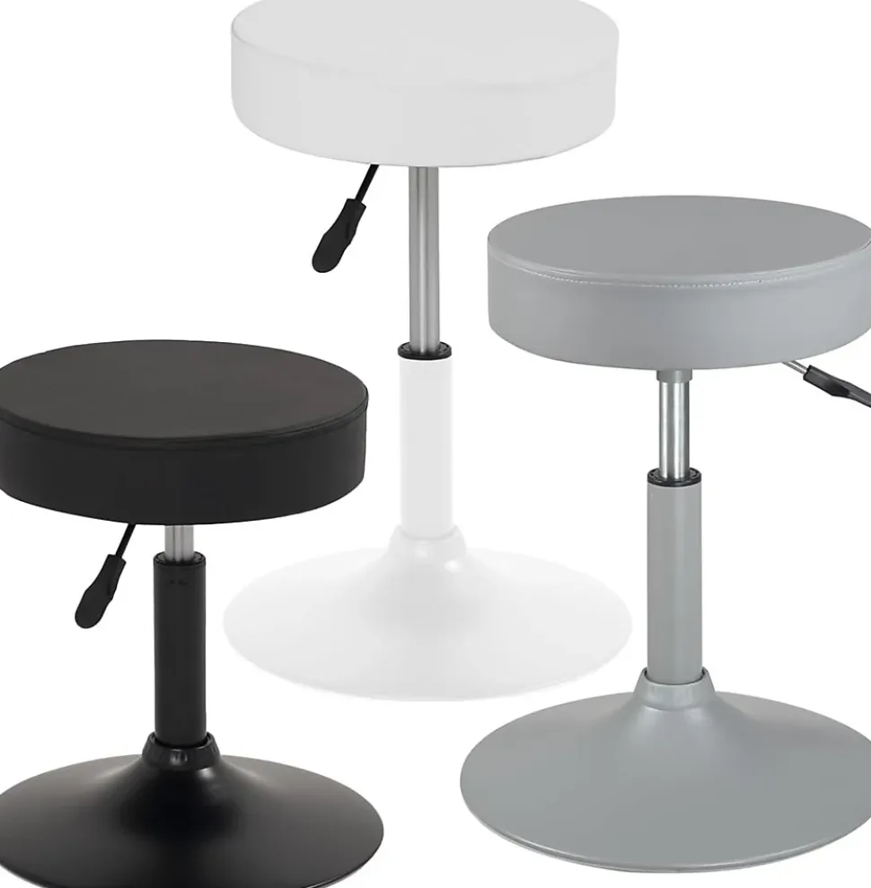 Tabouret de travail simili cuir rond rembourré , pivotant, hauteur réglable YU (gris)