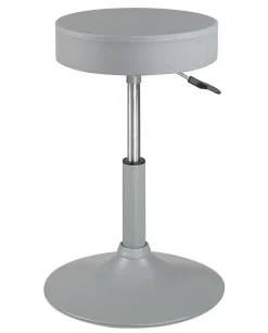Tabouret de travail simili cuir rond rembourré , pivotant, hauteur réglable YU (gris)