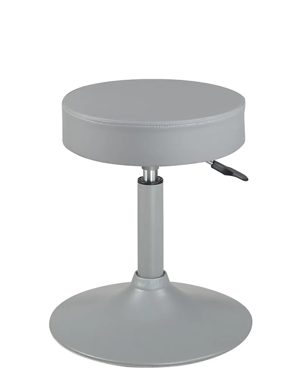 Tabouret de travail simili cuir rond rembourré , pivotant, hauteur réglable YU (gris)