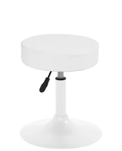 Tabouret de travail simili cuir rond rembourré , pivotant, hauteur réglable YU (blanc)