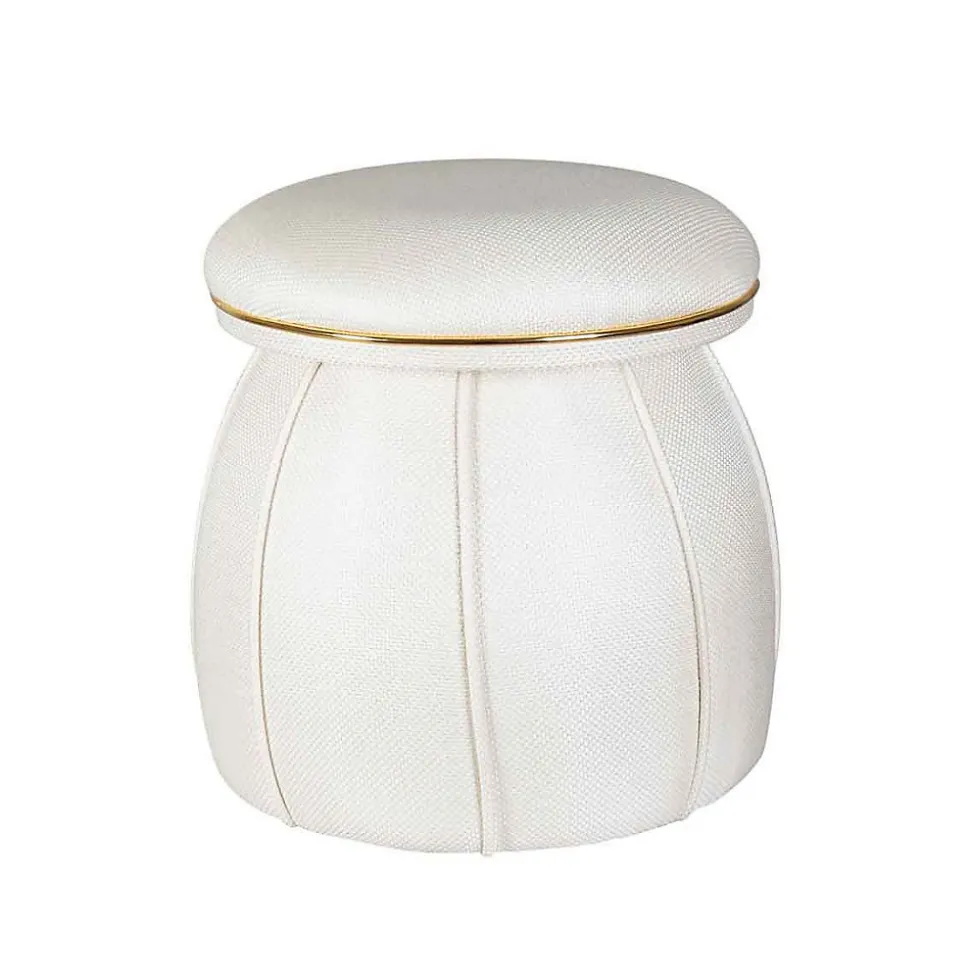Tabouret Design "Corin" 55cm Ivoire & Or
