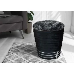 Tabouret Design en Tissu "Doric" 50cm Noir & Gris