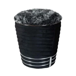 Tabouret Design en Tissu "Doric" 50cm Noir & Gris