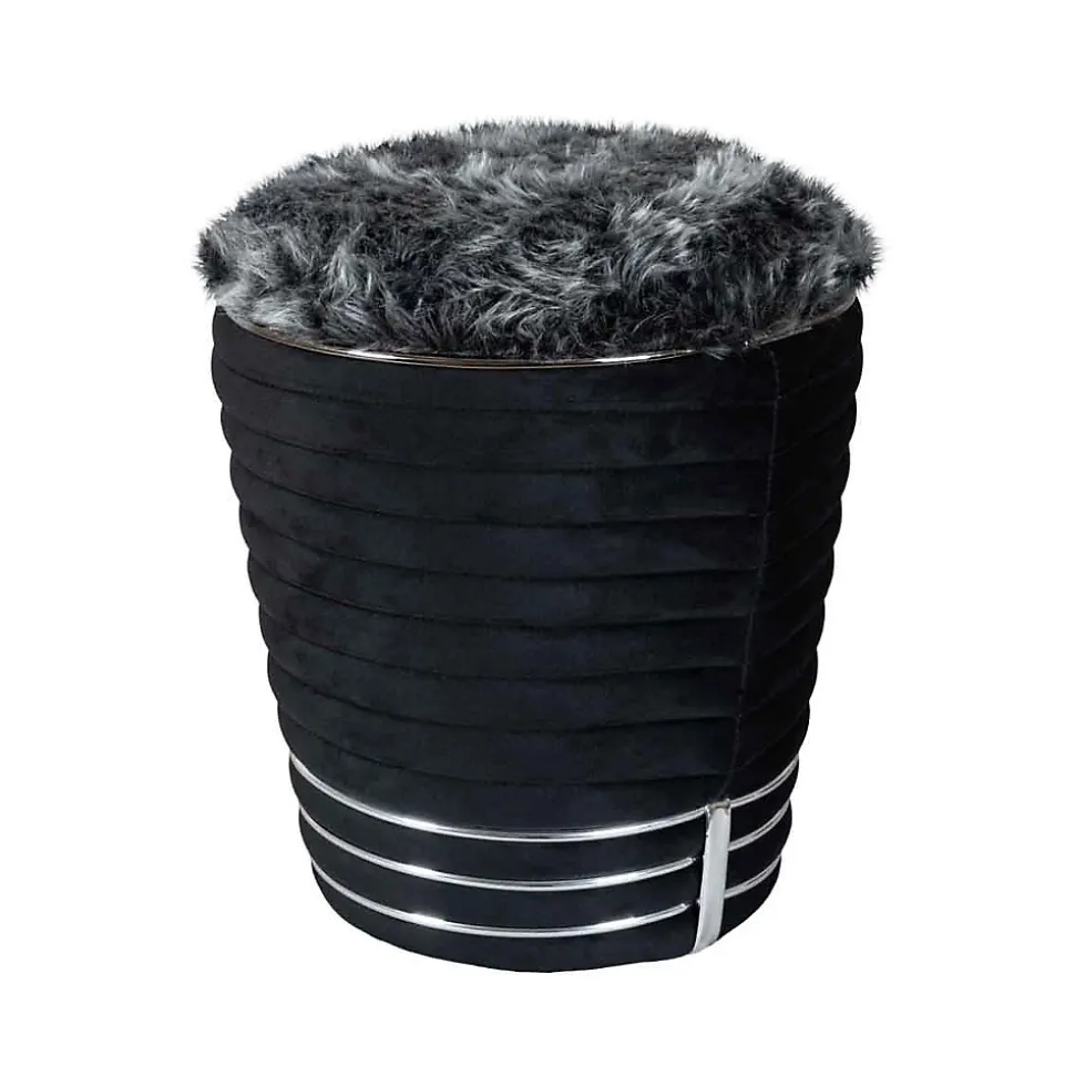 Tabouret Design en Tissu "Doric" 50cm Noir & Gris