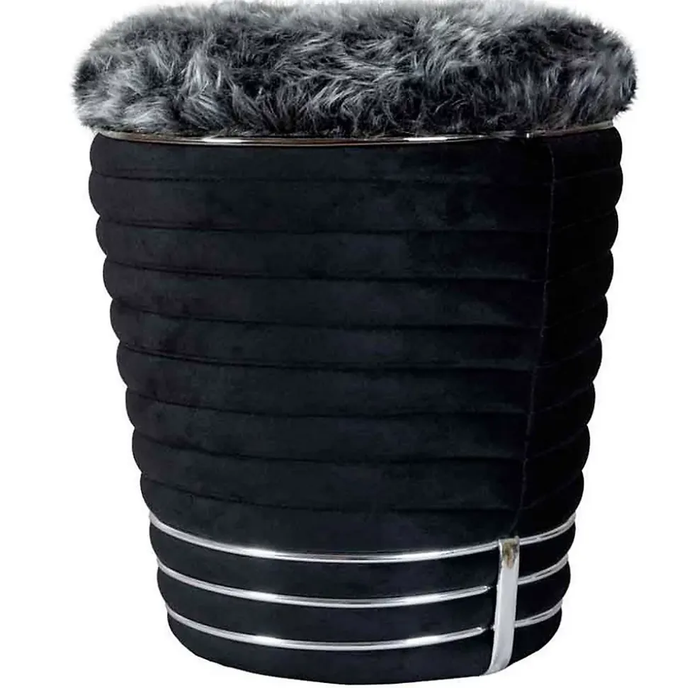 Tabouret Design en Tissu "Doric" 50cm Noir & Gris