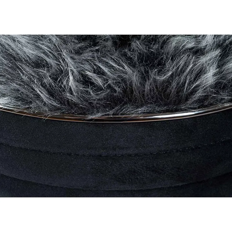 Tabouret Design en Tissu "Doric" 50cm Noir & Gris