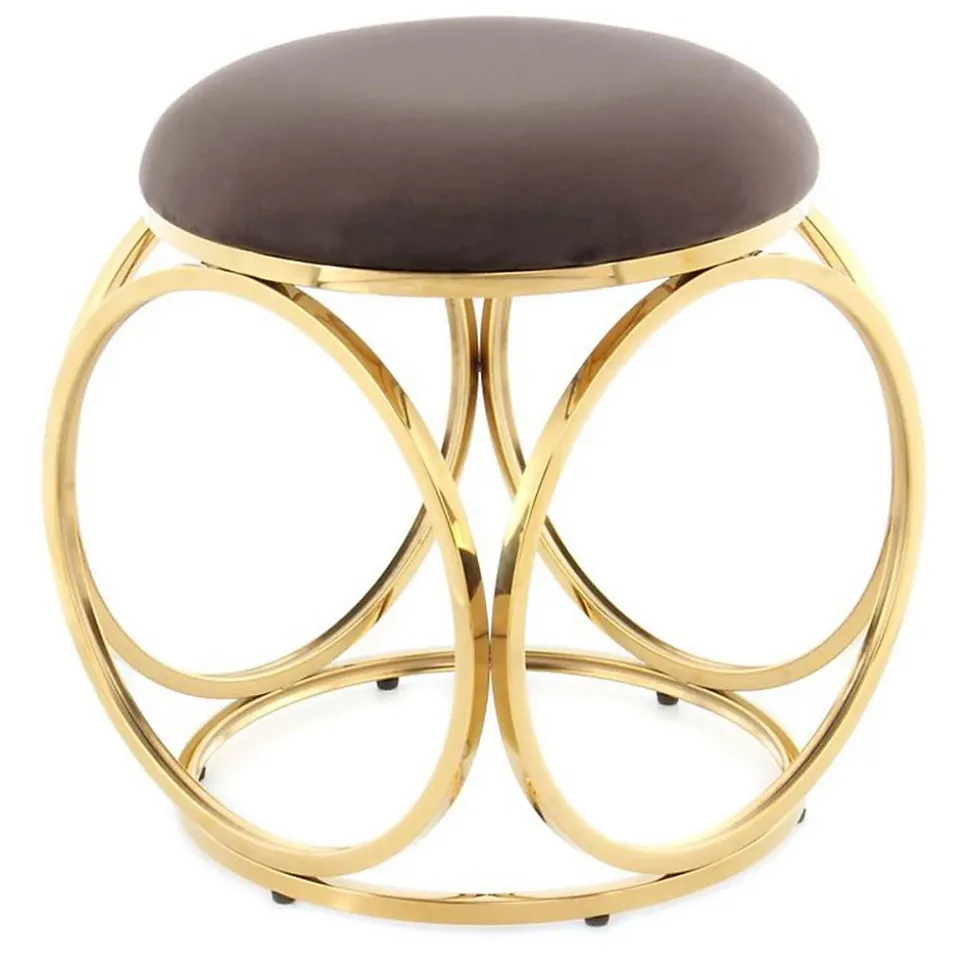 Tabouret Design "Whitney" 45cm Taupe & Or