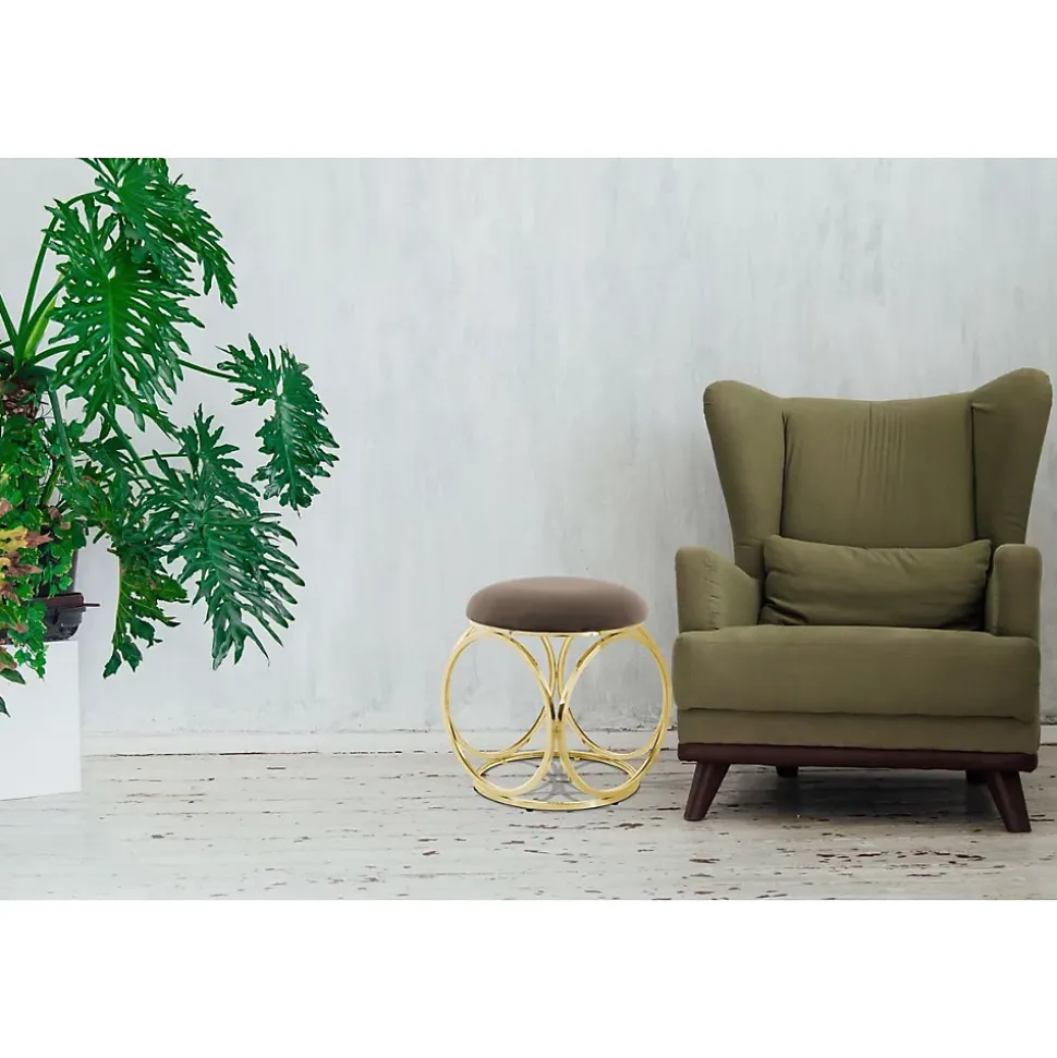 Tabouret Design "Whitney" 45cm Taupe & Or