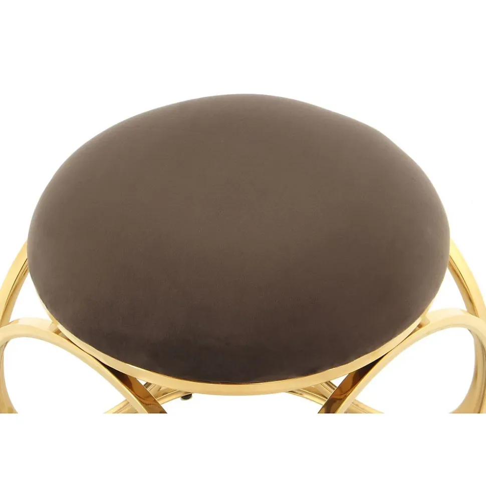 Tabouret Design "Whitney" 45cm Taupe & Or