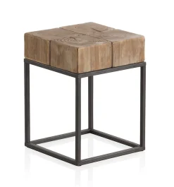 Tabouret en bois avec pieds en métal