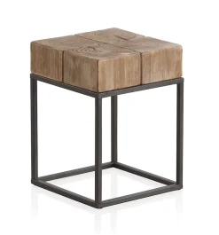 Tabouret en bois avec pieds en métal