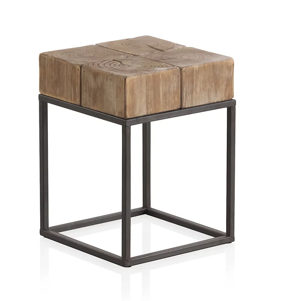 Tabouret en bois avec pieds en métal