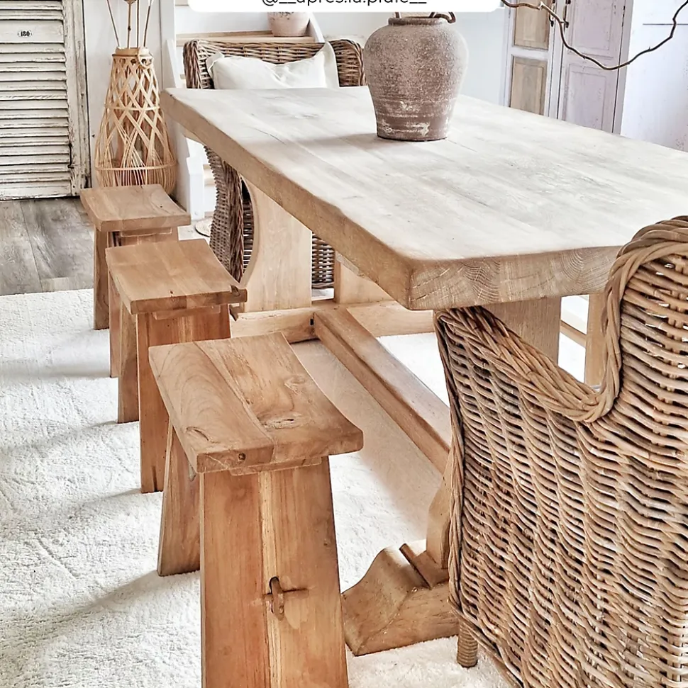 Tabouret en bois de teck recyclé - Eka