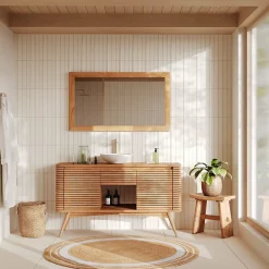 Tabouret en bois de teck recyclé - Eka