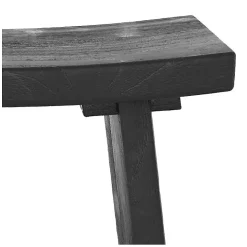Tabouret en bois de teck recyclé peint en noir - Eka