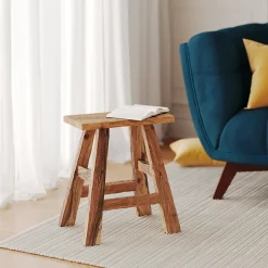 Tabouret en bois de teck recyclé H45 cm - Bob