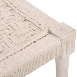 Tabouret en bois et corde blanc cassé - AGRA 7285