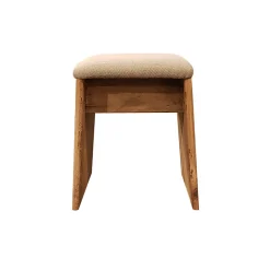 Tabouret en bois massif recyclé et tissu rembourré beige - CHALET