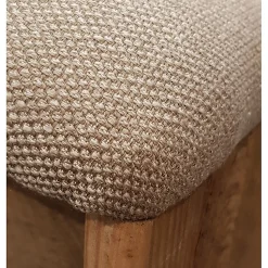 Tabouret en bois massif recyclé et tissu rembourré beige - CHALET